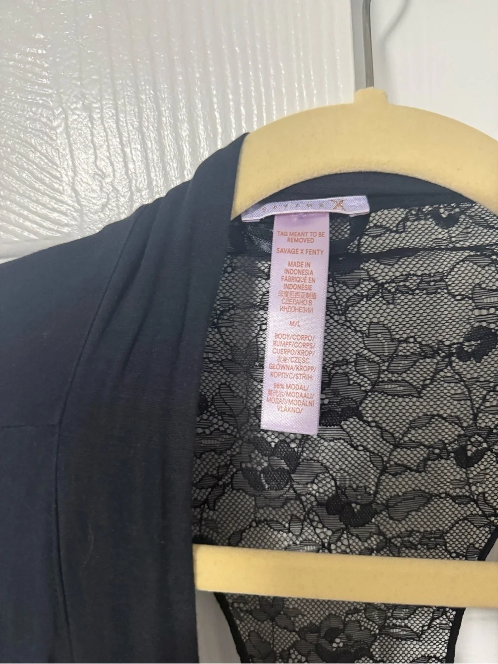 Never Worn Savage X Fenty Black Modal Lace Back Maxi Robe M/L